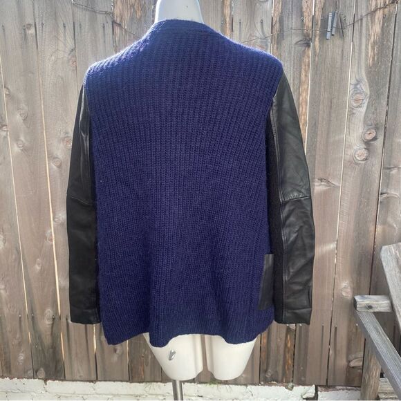 Maje Ornella Al-paca/Wool Blend Lambs Leather cardigan size 1/S - Picture 9 of 9